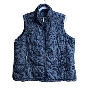 Jane Ashley Women’s Zip Up Vest 2X Blue Black Front Zip Pockets Artist